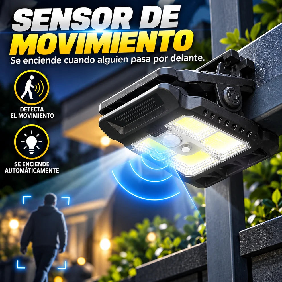 2X1 Luz LED Clip con Sensor y Carga Solar – Ilumina sin cables ni enchufes