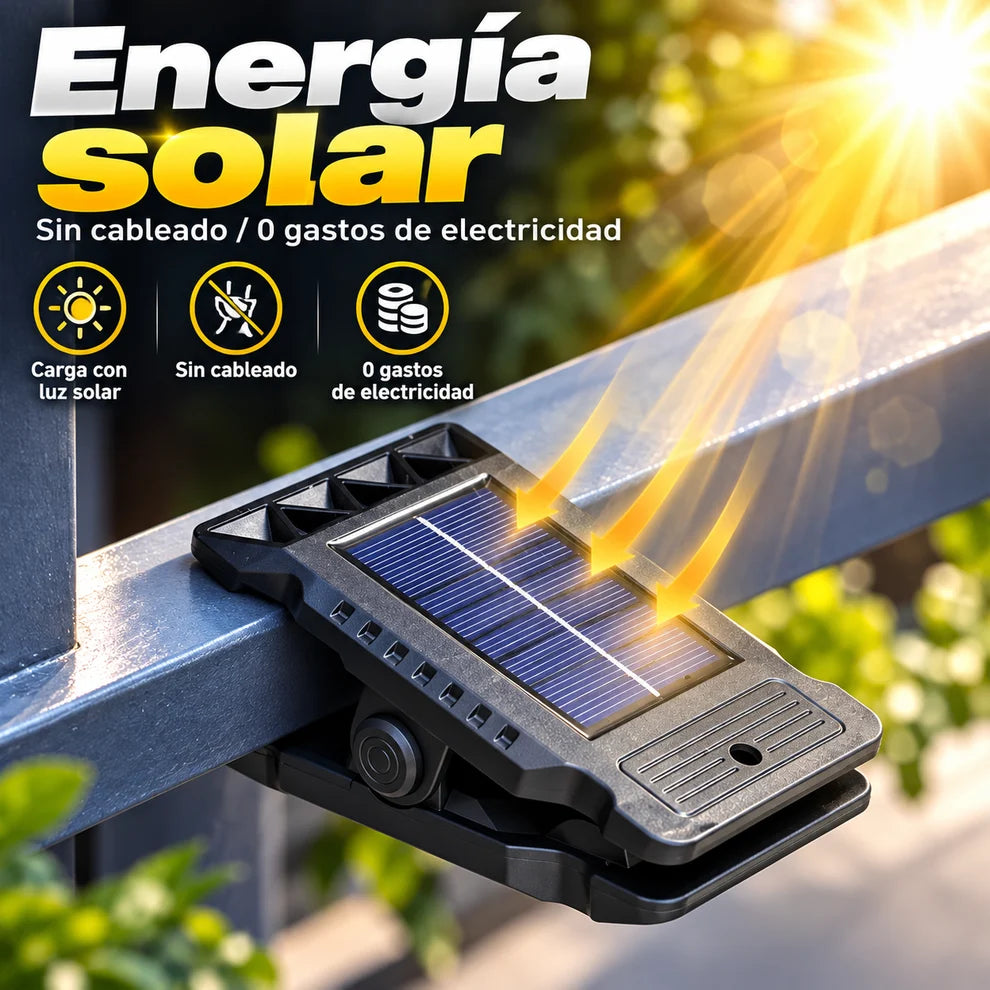 2X1 Luz LED Clip con Sensor y Carga Solar – Ilumina sin cables ni enchufes
