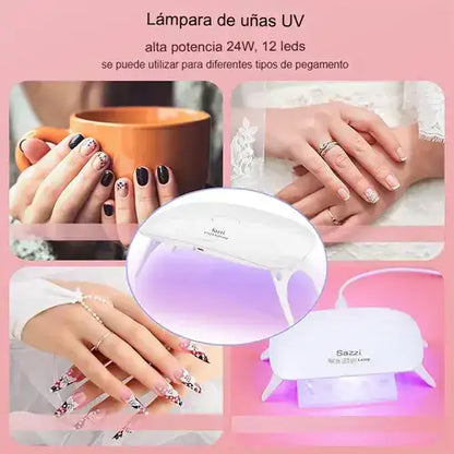 PEGATINAS UÑAS EN GEL SEMICURADAS  20 UNID + 🎁LAMPARA UV