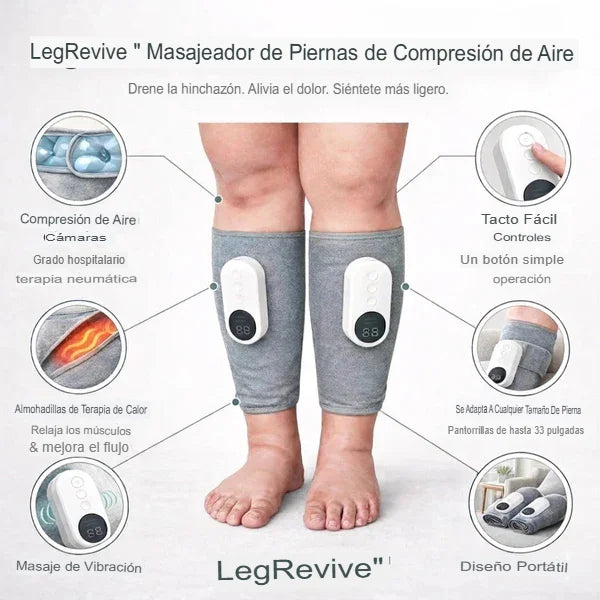 Masajeador de piernas de compresión LegRevive™ 3 en 1 Calor+Vibración+Compresión de aire
