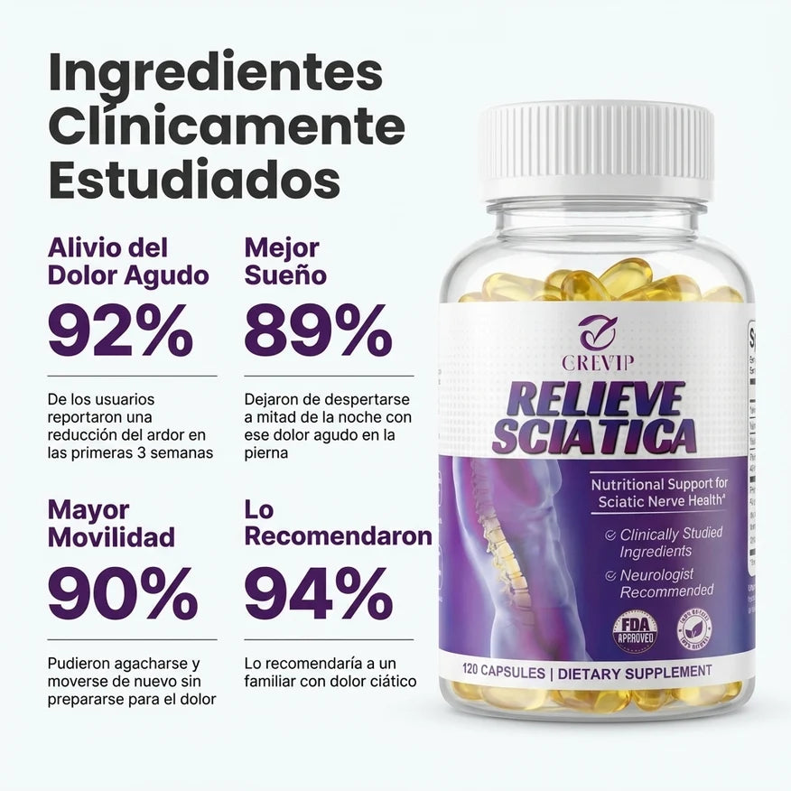 Tratamiento Para el Dolor Ciático | Relieve Sciatica 120 CÁPSULAS SUMINISTRP PARA 60 DÍAS