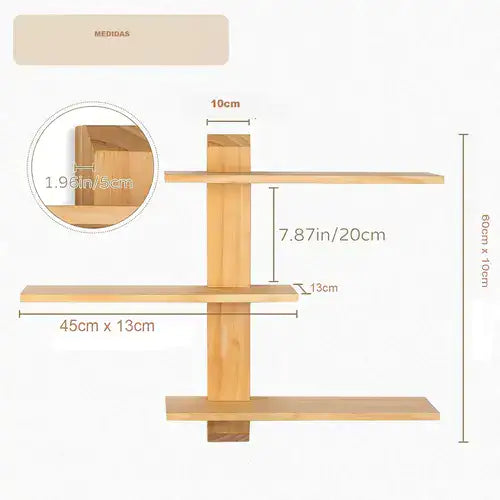 Repisa de Madera de Pino 3 Niveles™ ¡Orden y Elegancia en un Solo Lugar!