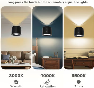 Lámpara de pared táctil recargable giratoria de 360°™ con fuente de luz de doble cara + 🎁Control