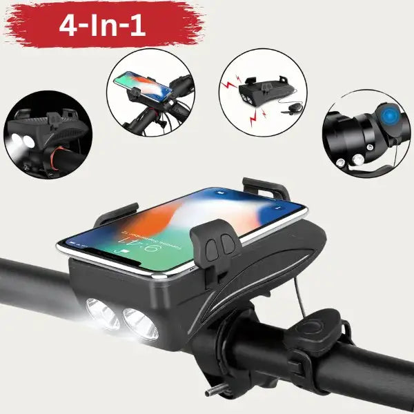 BIKELAMP®  4 en 1 Lámpara , Bocina ,soporte para teléfono y  Batería recargable.