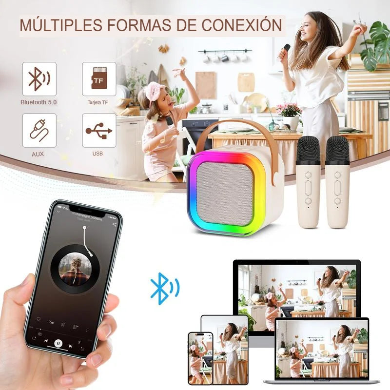 🎵Mini máquina de karaoke con micrófonos inalámbricos