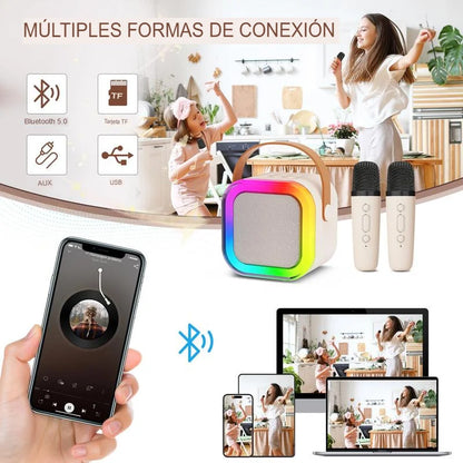 🎵Mini máquina de karaoke con micrófonos inalámbricos