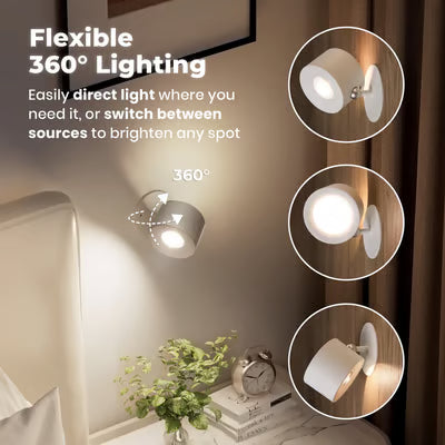 Lámpara de pared táctil recargable giratoria de 360°™ con fuente de luz de doble cara + 🎁Control