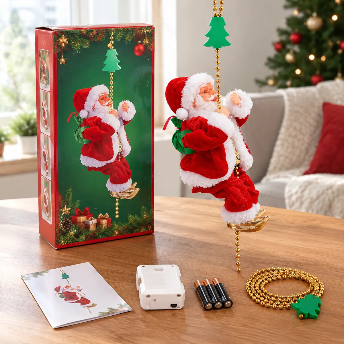 Papá noel Escalador Eléctrico™ Llena tu sala de alegría con un adorno en movimiento que captura todas las miradas.