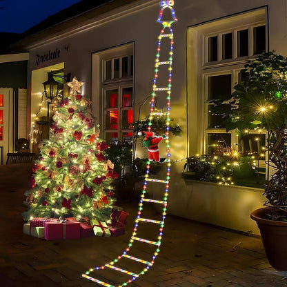 🎅✨ Escalera Navideña LED 2 metros con Papá Noel Decorativo 30 cm