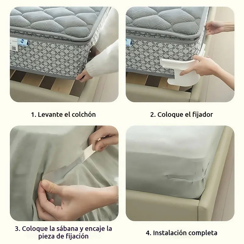 ¡No pelee más con su cama, mijo! SUJETADOR DE SABANAS POR 4™ Para que su colchón amanezca templadito y como  hotel de lujo.
