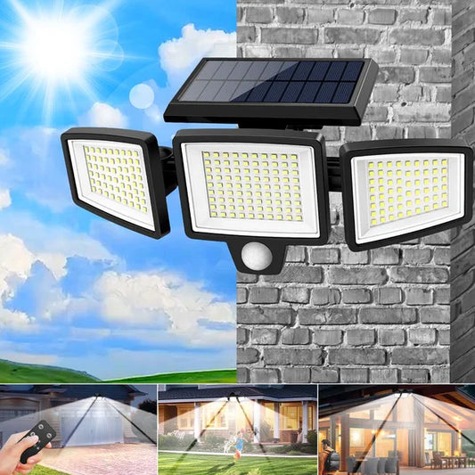 Lámpara solar plegable de exterior con sensor y tres cabezales™