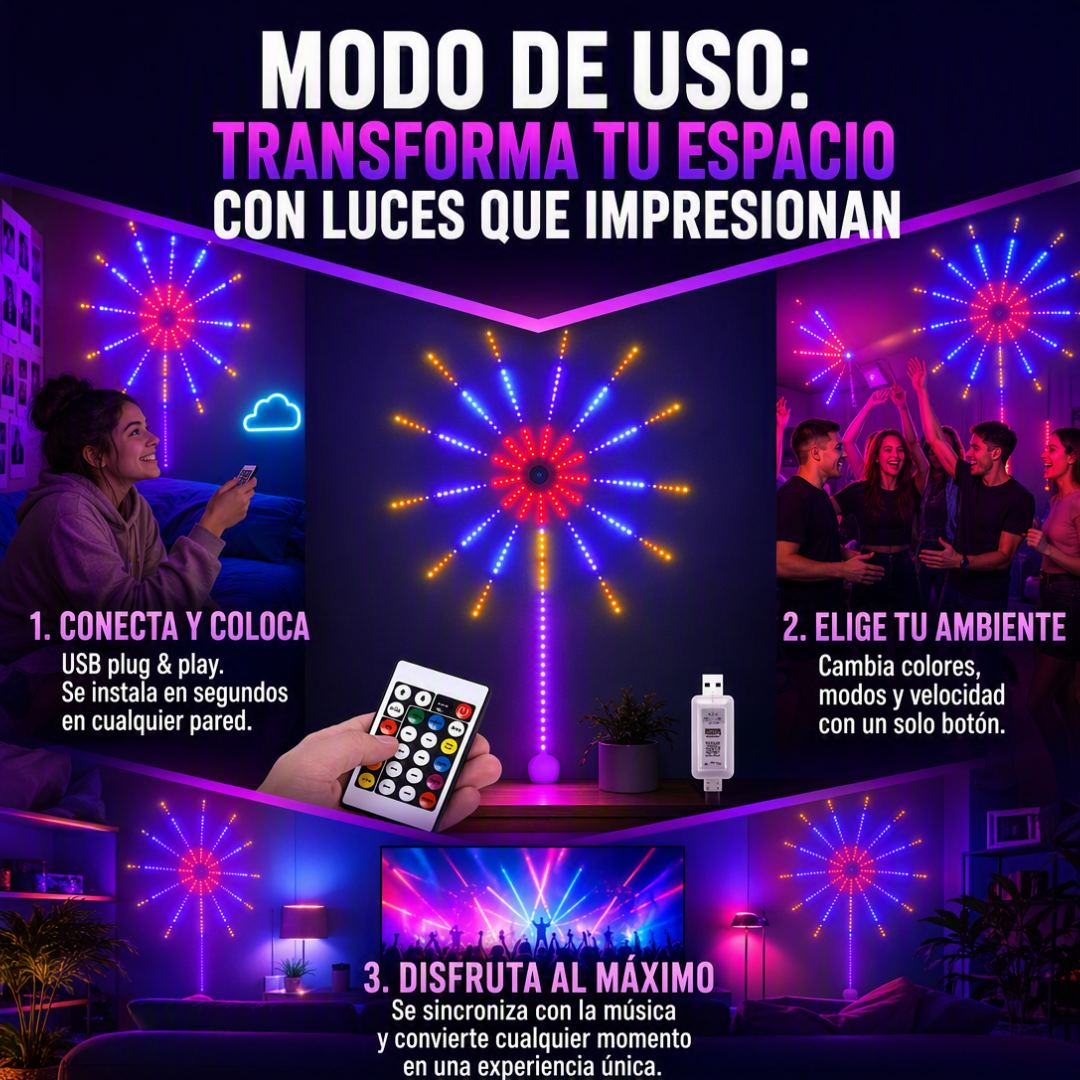 LUZ LED TIPO FUEGO ARITFICIAL BLUETOOTH™